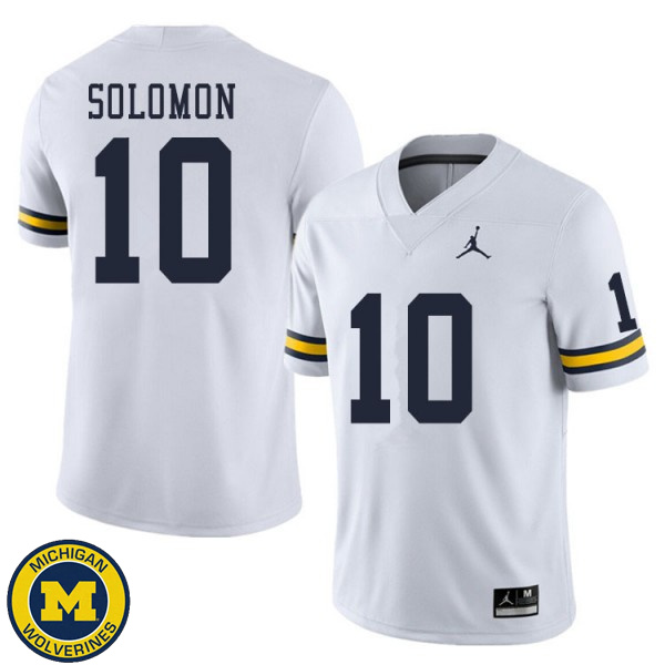 Mens University of Michigan #10 Anthony Solomon White Official Game Jersey